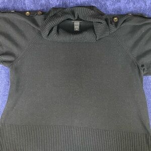 Women’s Black Sweater with Button Accents
